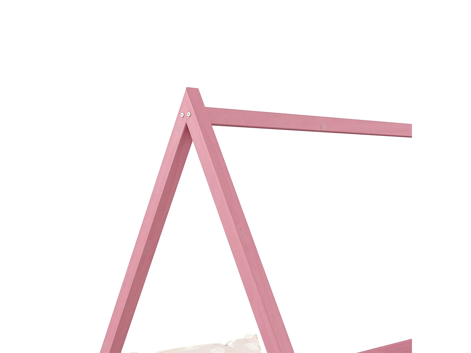 Lit cabane SILA 90x190 cm, lit simple enfant 1 place type Montessori, en pin massif rose