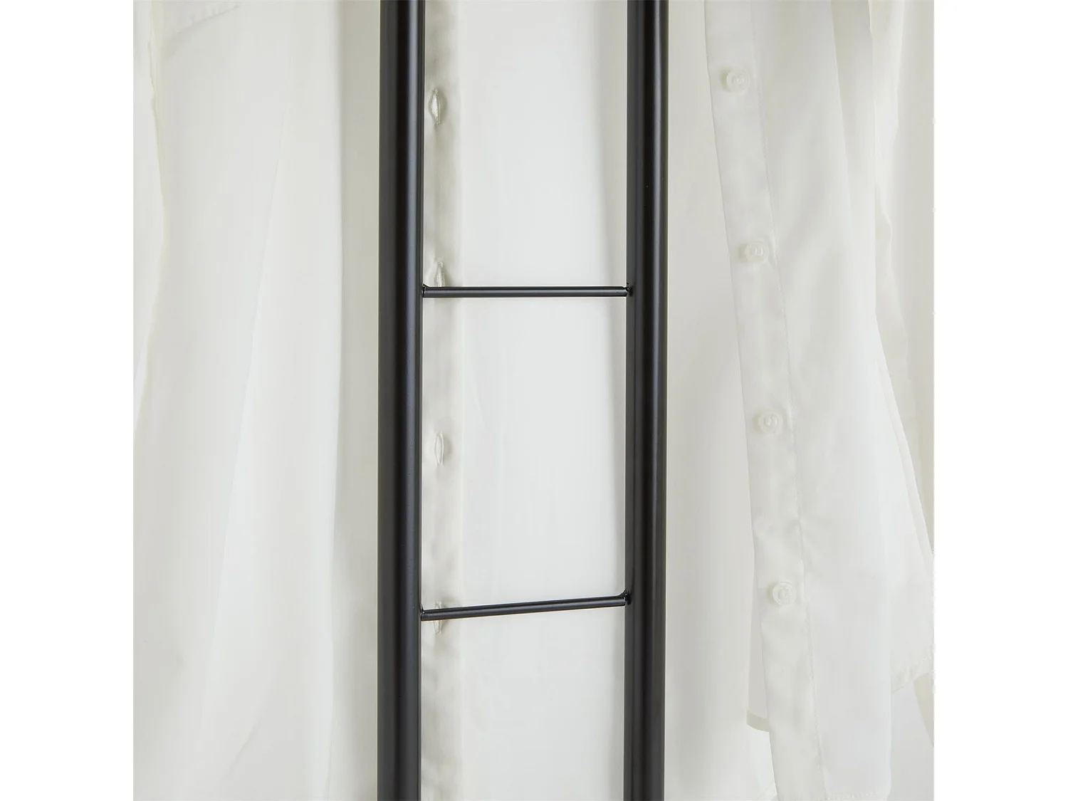 Valet de chambre valet de nuit CAMILO chevalet de nuit avec cintre pour veste et portant pour pantalons, en métal laqué noir