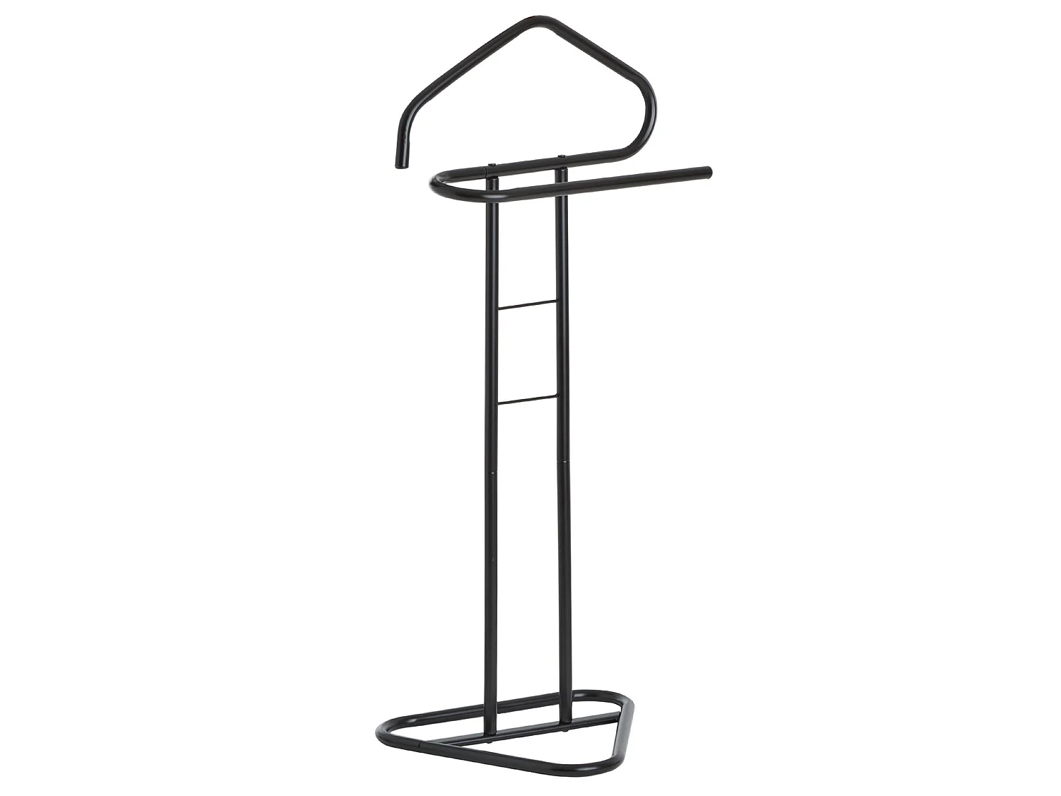 Valet de chambre valet de nuit CAMILO chevalet de nuit avec cintre pour veste et portant pour pantalons, en métal laqué noir