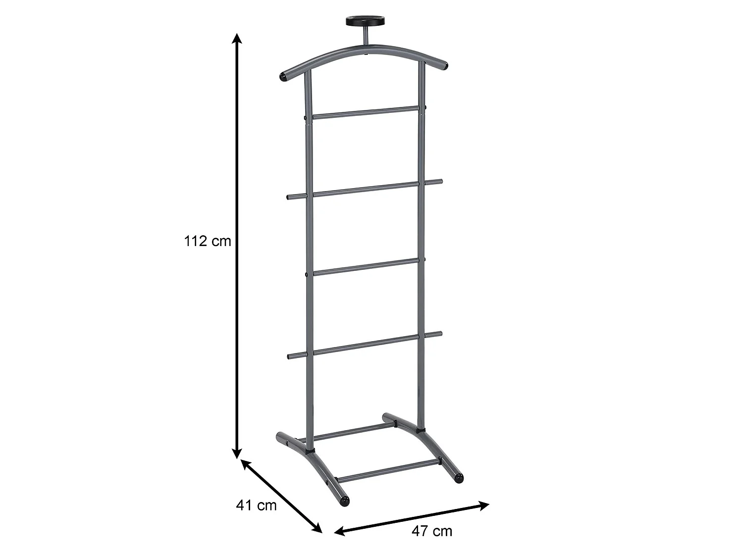 Valet de chambre ATRIX chevalet de nuit portant pour vêtements, structure en métal laqué gris