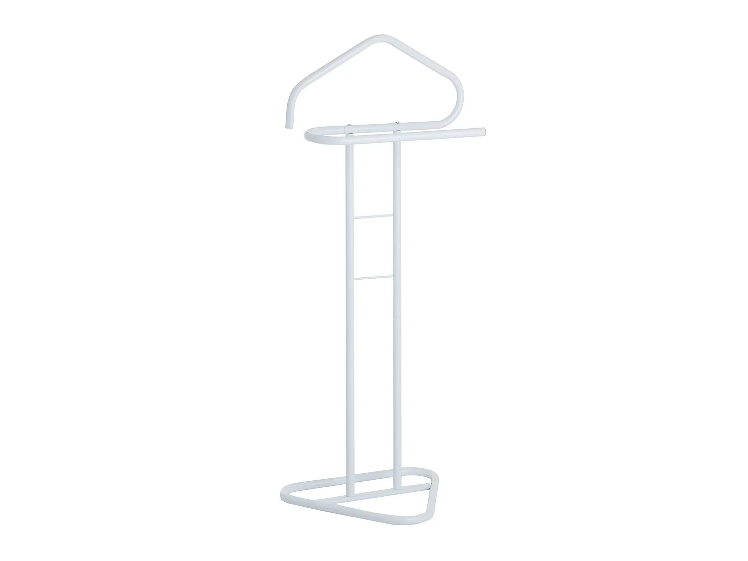 Valet de chambre valet de nuit CAMILO chevalet de nuit avec cintre pour veste et portant pour pantalons, en métal laqué blanc