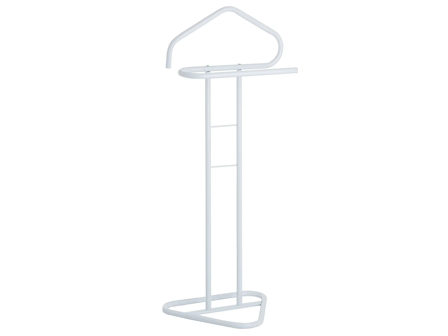 Valet de chambre valet de nuit CAMILO chevalet de nuit avec cintre pour veste et portant pour pantalons, en métal laqué blanc