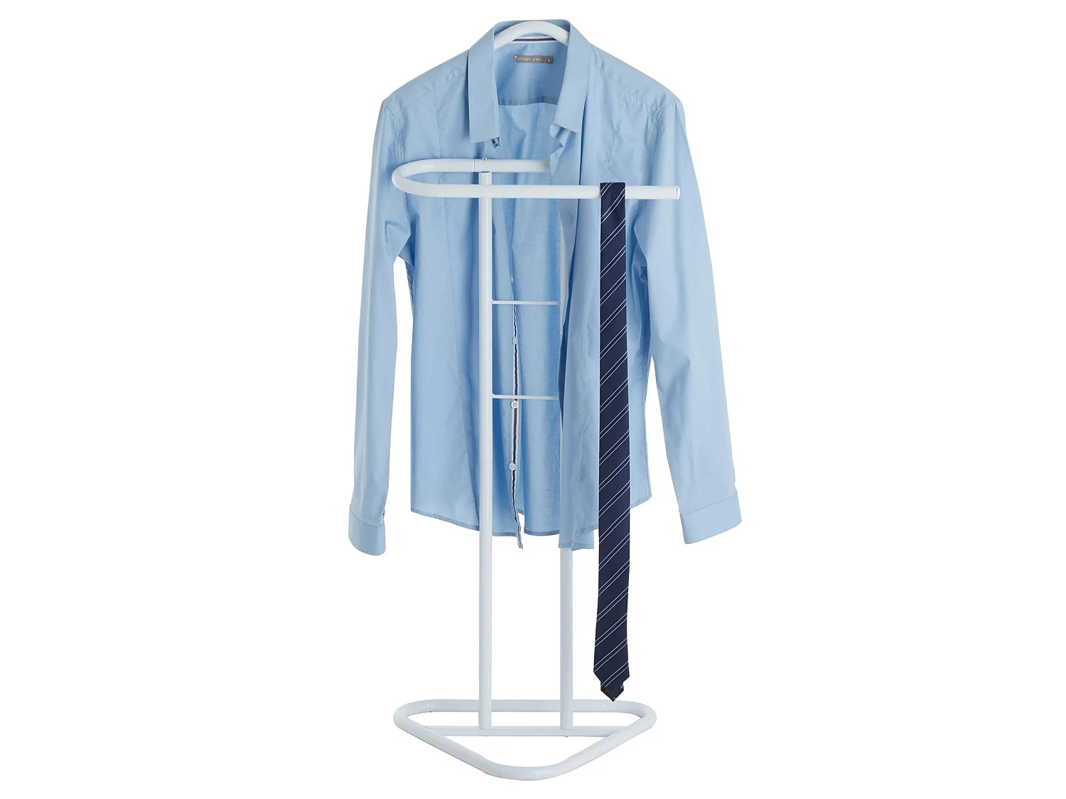 Valet de chambre valet de nuit CAMILO chevalet de nuit avec cintre pour veste et portant pour pantalons, en métal laqué blanc