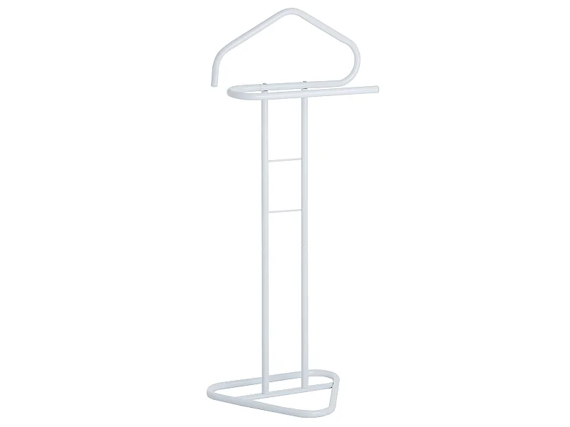 Valet de chambre valet de nuit CAMILO chevalet de nuit avec cintre pour veste et portant pour pantalons, en métal laqué blanc