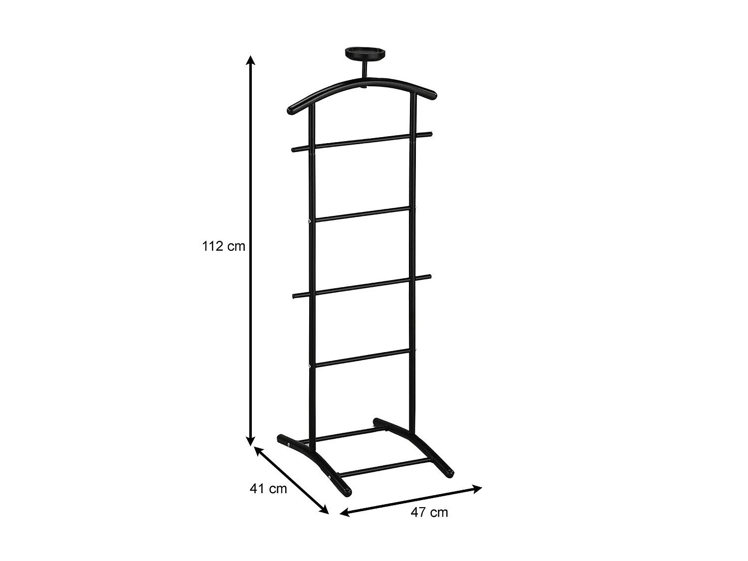 Valet de chambre ATRIX chevalet de nuit portant pour vêtements, structure en métal laqué noir