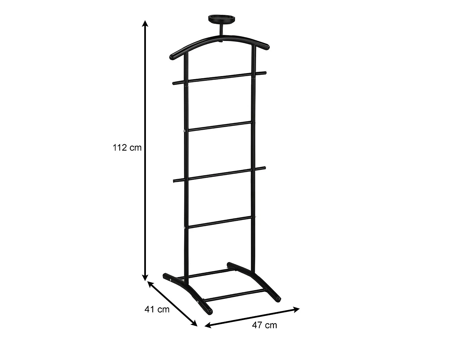 Valet de chambre ATRIX chevalet de nuit portant pour vêtements, structure en métal laqué noir