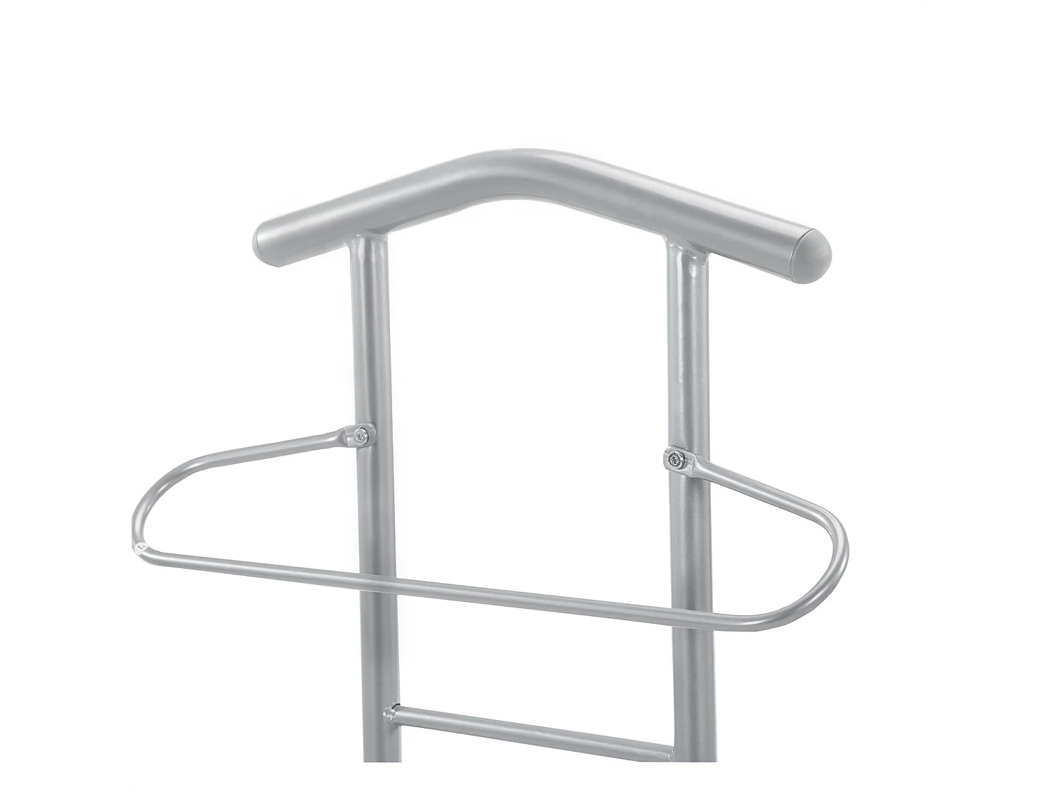 Lot de 2 valets de chambre JIVO chevalets de nuit portants pour vêtements, structure métal argenté avec tablette MDF couleur hêtre