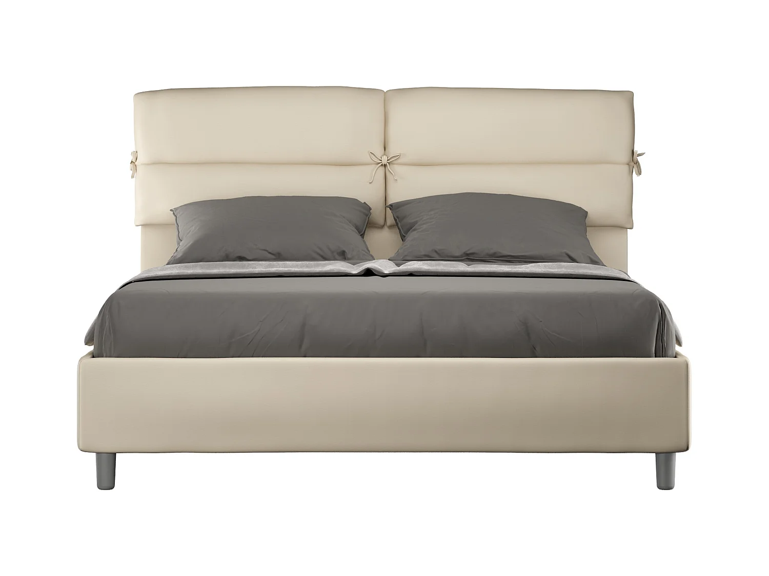 Cama contenedor tapizada en símil piel gris tórtola Nandy 160x190