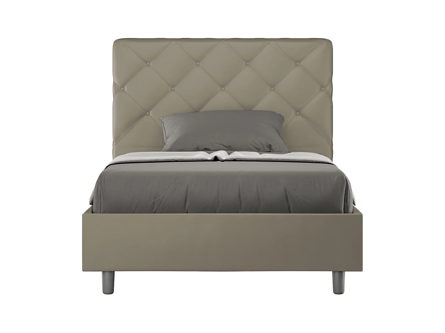 Letto contenitore imbottito 120x200 similpelle cappuccino Priya