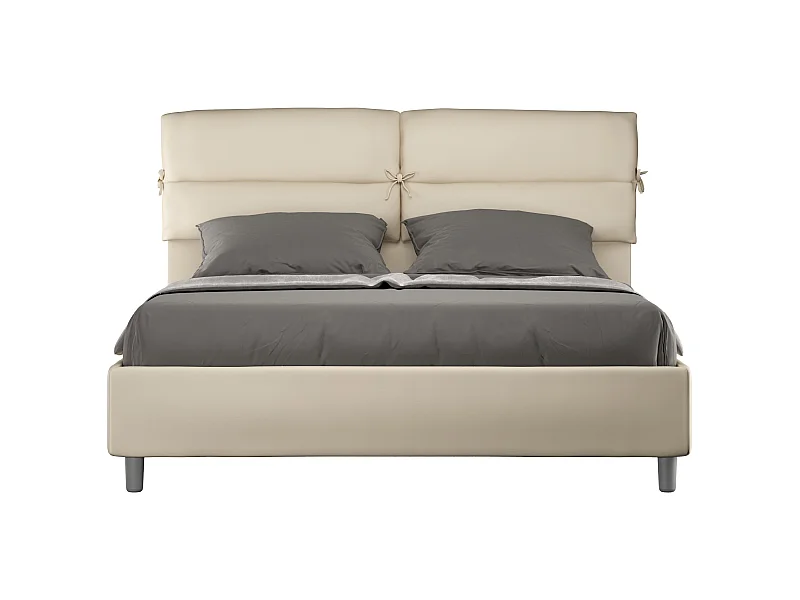Letto contenitore imbottito 160x200 similpelle tortora Nandy