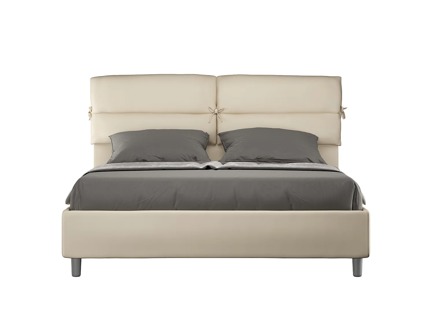 Lit coffre rembourré 160x200 similicuir taupe Nandy