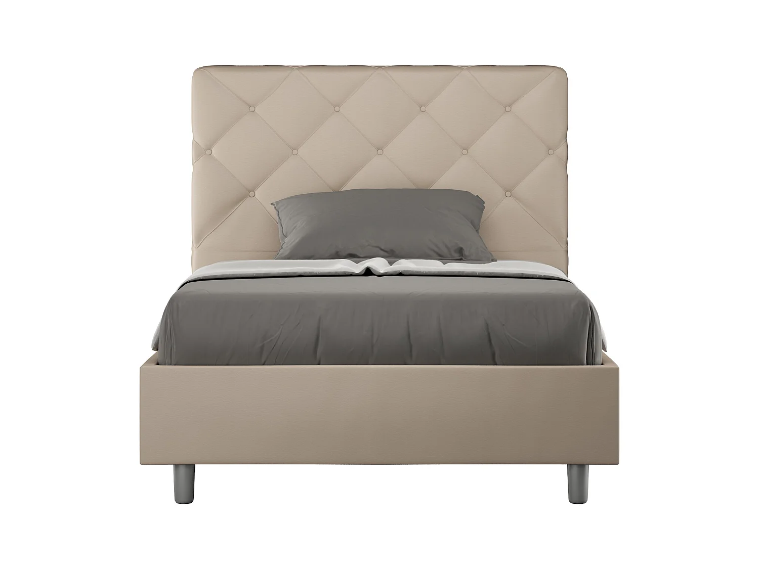 Letto contenitore imbottito 120x190 similpelle tortora Priya
