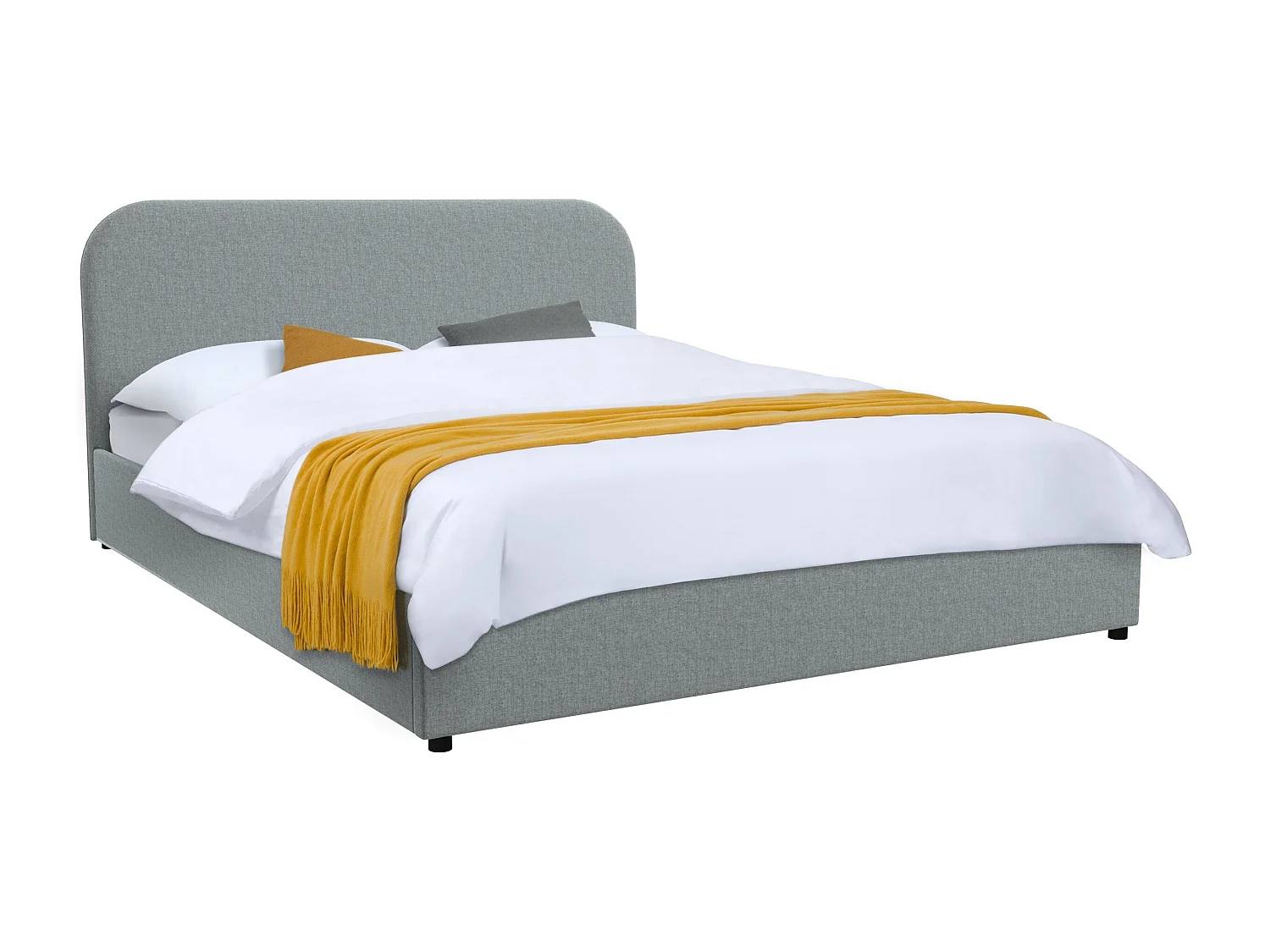 Lit double 140x190 cm avec coffre en tissu gris - Tilly