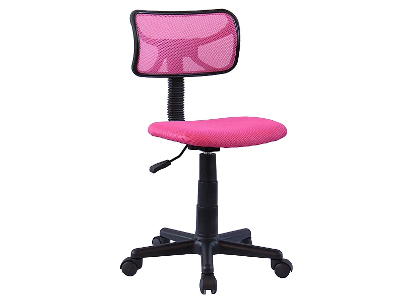 Chaise de bureau pour enfant MILAN fauteuil pivotant et ergonomique, siège à roulettes avec hauteur réglable, mesh rose
