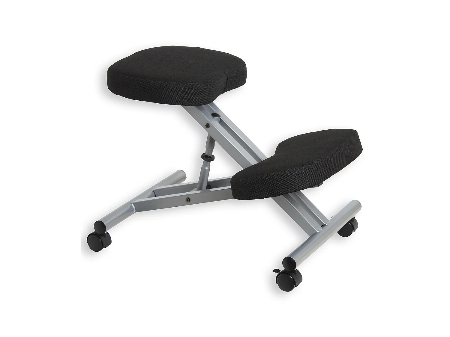 Tabouret ergonomique ROBERT siège ajustable repose genoux chaise de bureau sans dossier, en métal et assise rembourrée noir
