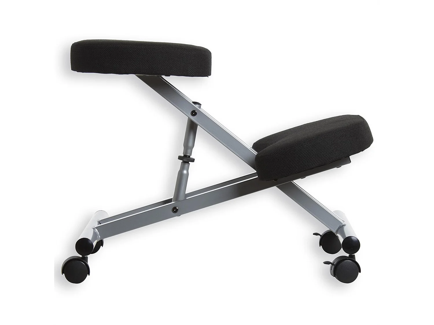 Tabouret ergonomique ROBERT siège ajustable repose genoux chaise de bureau sans dossier, en métal et assise rembourrée noir
