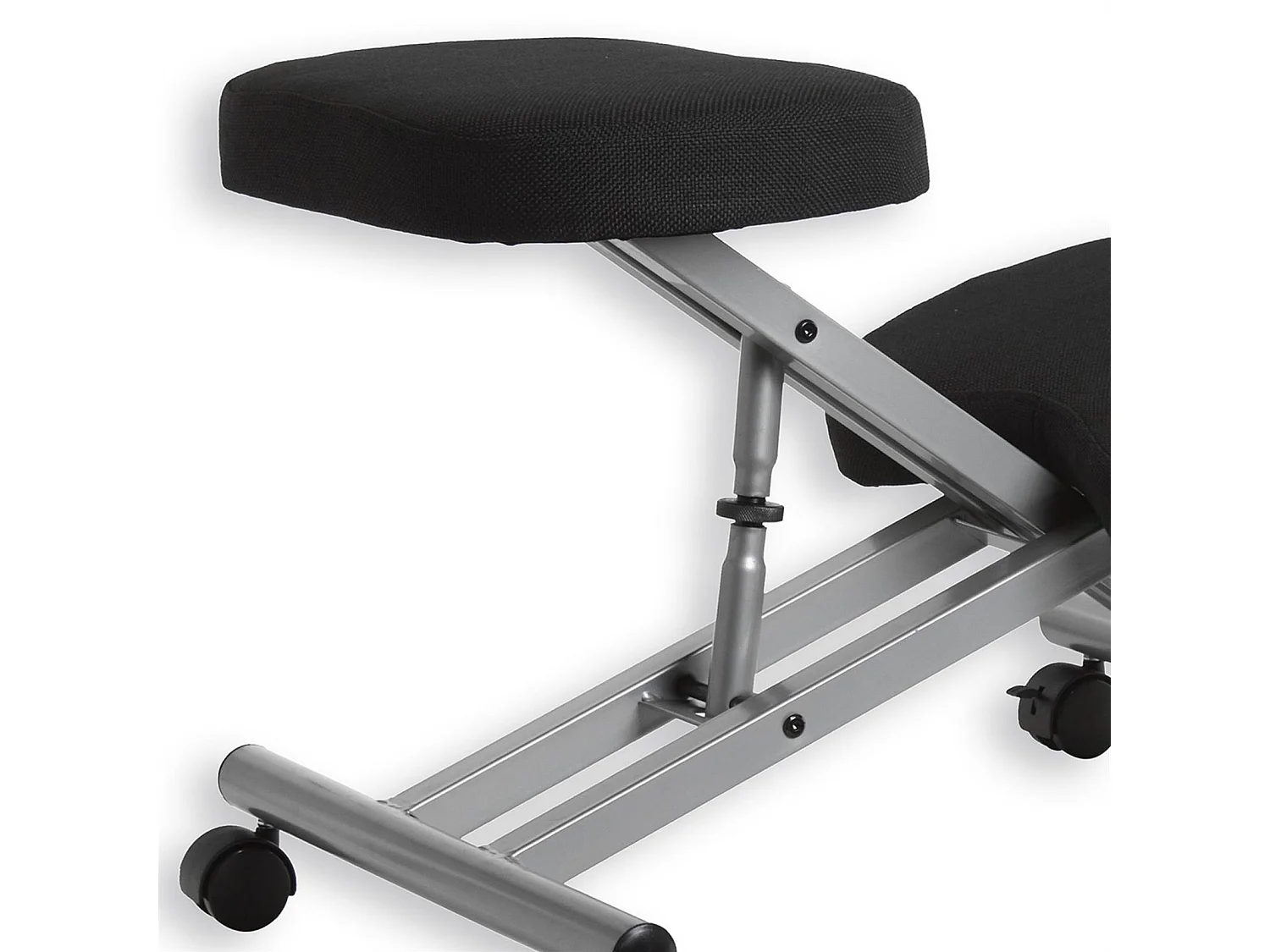 Tabouret ergonomique ROBERT siège ajustable repose genoux chaise de bureau sans dossier, en métal et assise rembourrée noir