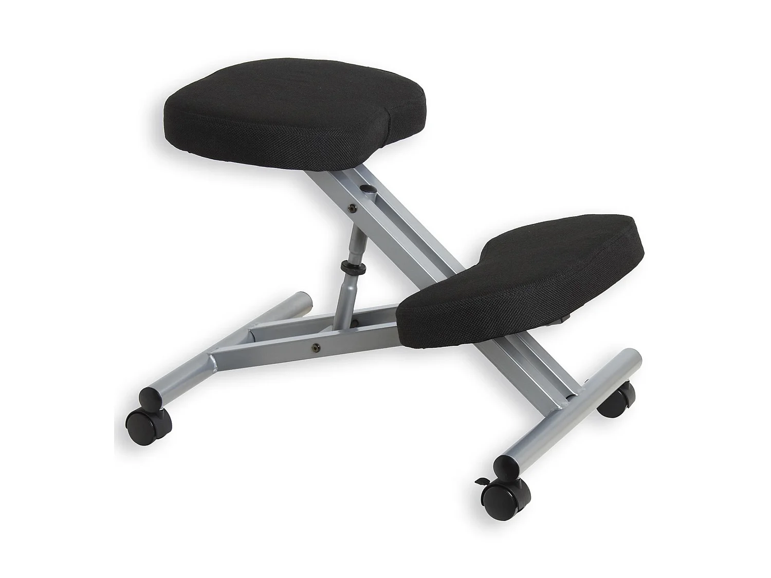 Tabouret ergonomique ROBERT siège ajustable repose genoux chaise de bureau sans dossier, en métal et assise rembourrée noir