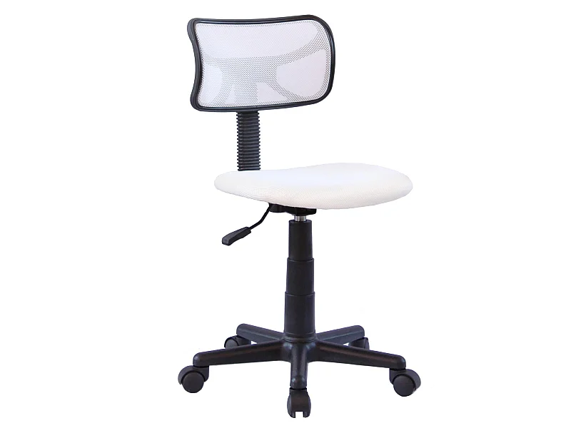 Chaise de bureau pour enfant MILAN fauteuil pivotant et ergonomique, siège à roulettes avec hauteur réglable, mesh blanc