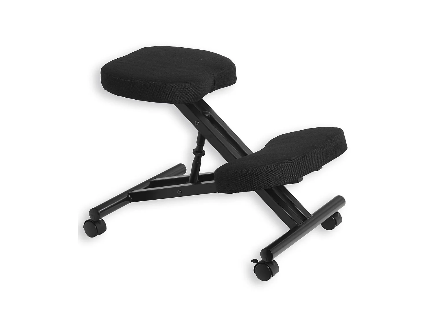 Tabouret ergonomique ROBERT siège ajustable repose genoux chaise de bureau sans dossier, en métal noir et assise rembourrée noir
