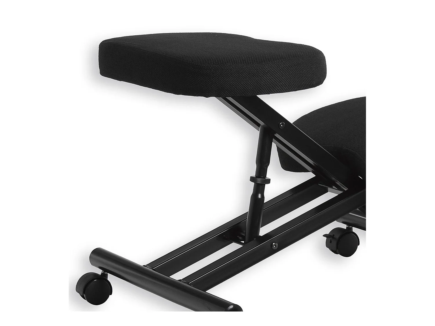 Tabouret ergonomique ROBERT siège ajustable repose genoux chaise de bureau sans dossier, en métal noir et assise rembourrée noir