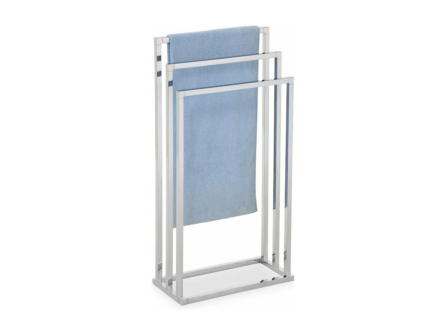 Porte-serviettes sur pied KUNO portant de salle de bain avec 3 niveaux d'étendage, structure en métal chromé