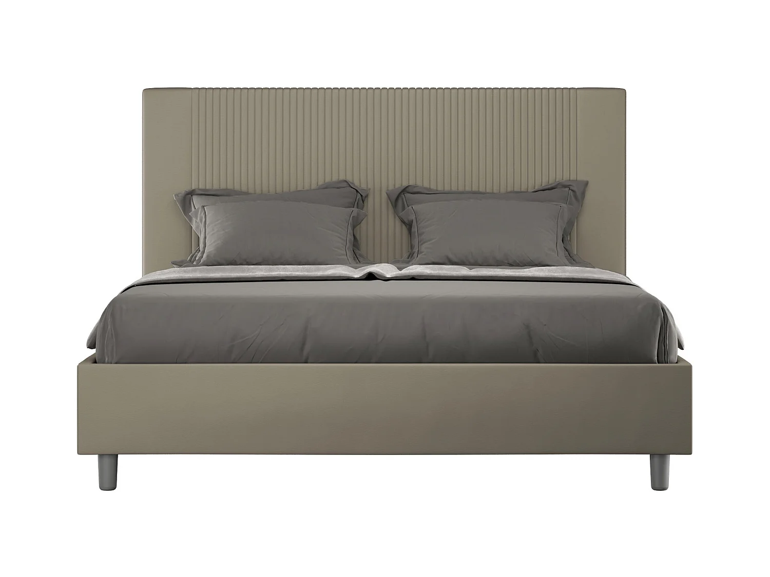 Letto con rete imbottito 160x210 similpelle cappuccino Goya