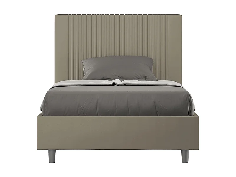 Letto senza rete imbottito 120x200 similpelle cappuccino Goya