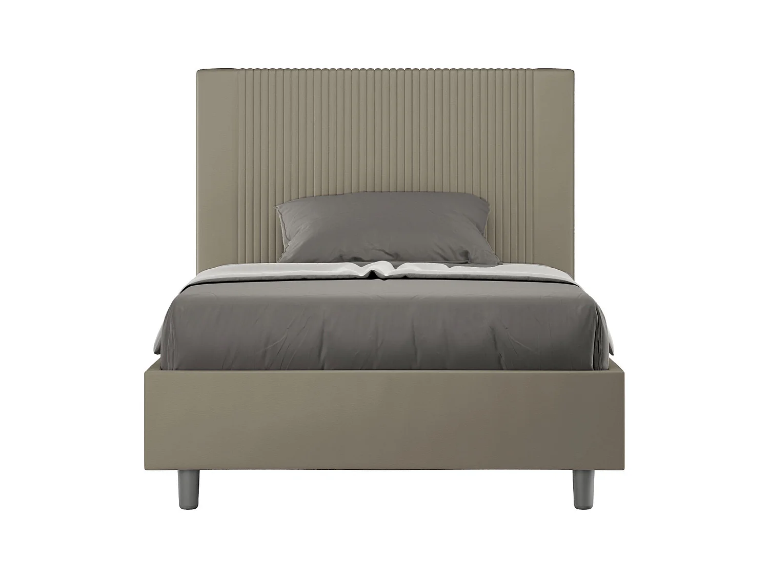 Letto senza rete imbottito 120x200 similpelle cappuccino Goya