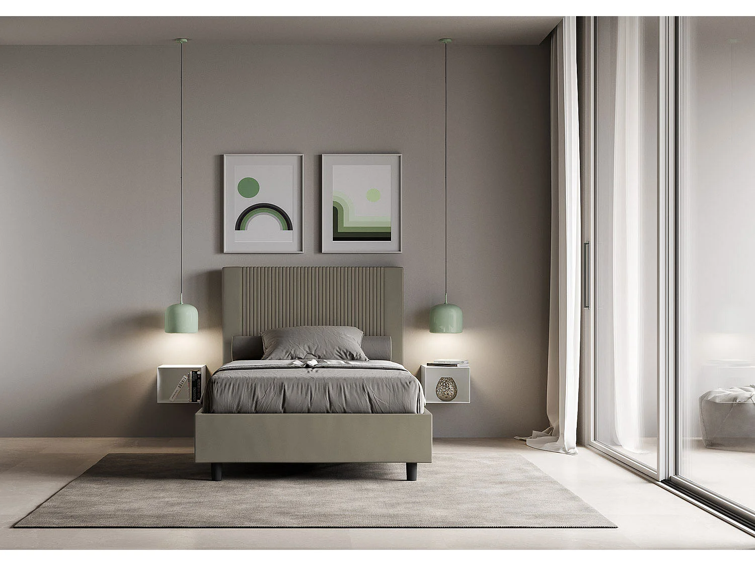 Gepolstertes Bett ohne Lattenrost 120x200 mit Kunstlederbezug Cappuccino Goya