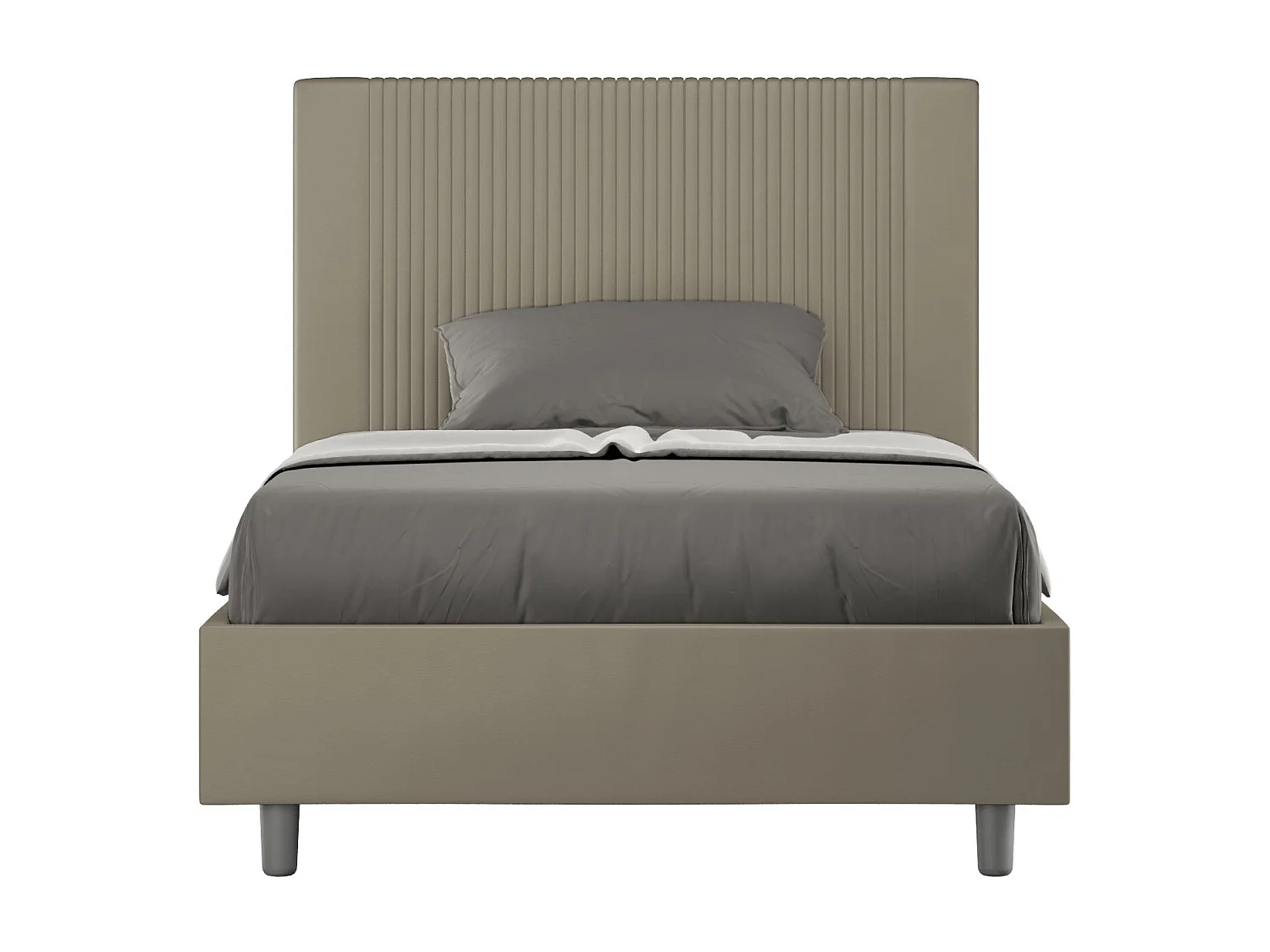 Gepolstertes Bett ohne Lattenrost 120x200 mit Kunstlederbezug Cappuccino Goya