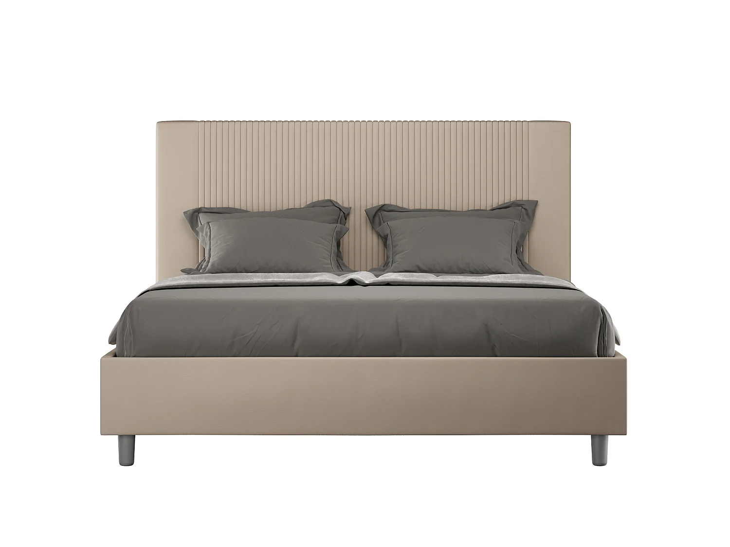 Lit sans sommier rembourré 160x200 similicuir taupe Goya