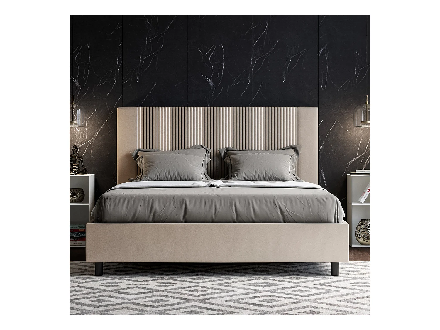 Gestoffeerd bed zonder bedbodem 160x190 Goya duifgrijs imitatieleer