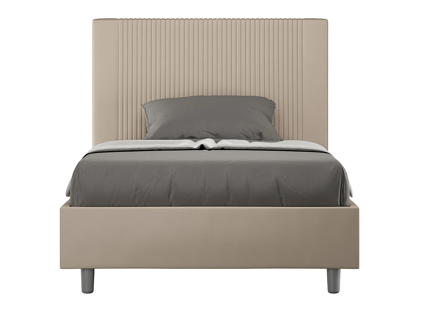 Lit 1 place et demi sans sommier rembourré 120x190 similicuir taupe Goya