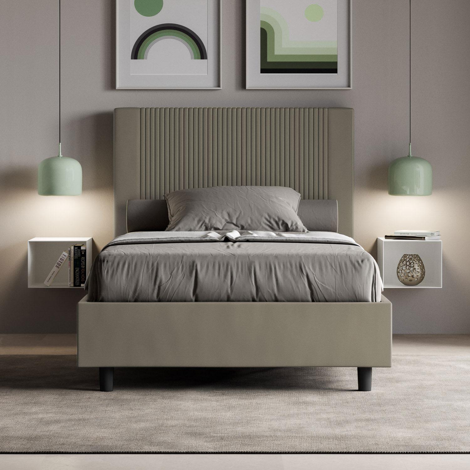 Letto con rete imbottito 120x190 similpelle bianco Goya