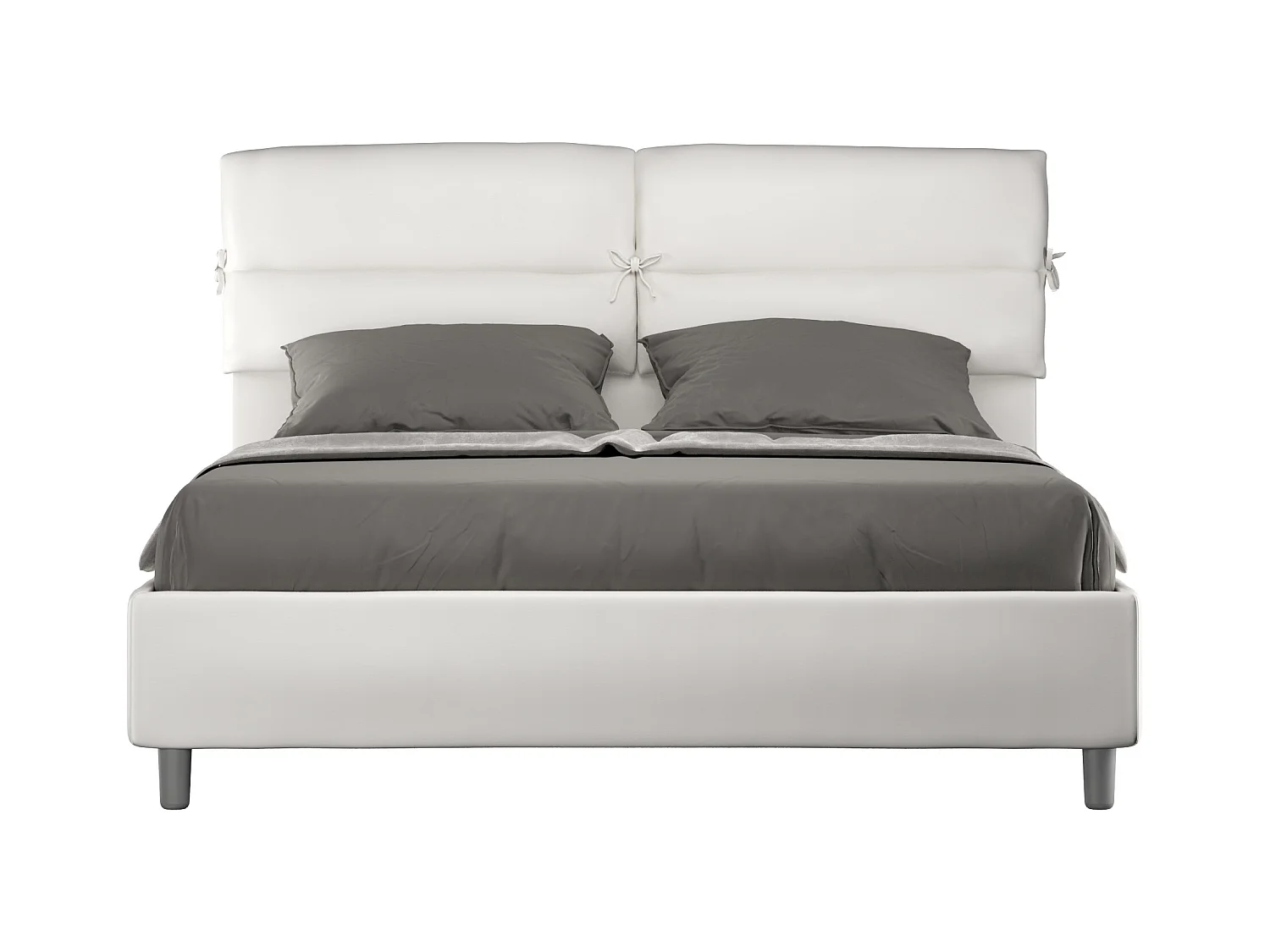 Lit avec sommier rembourrée 160x190 similicuir blanc Nandy