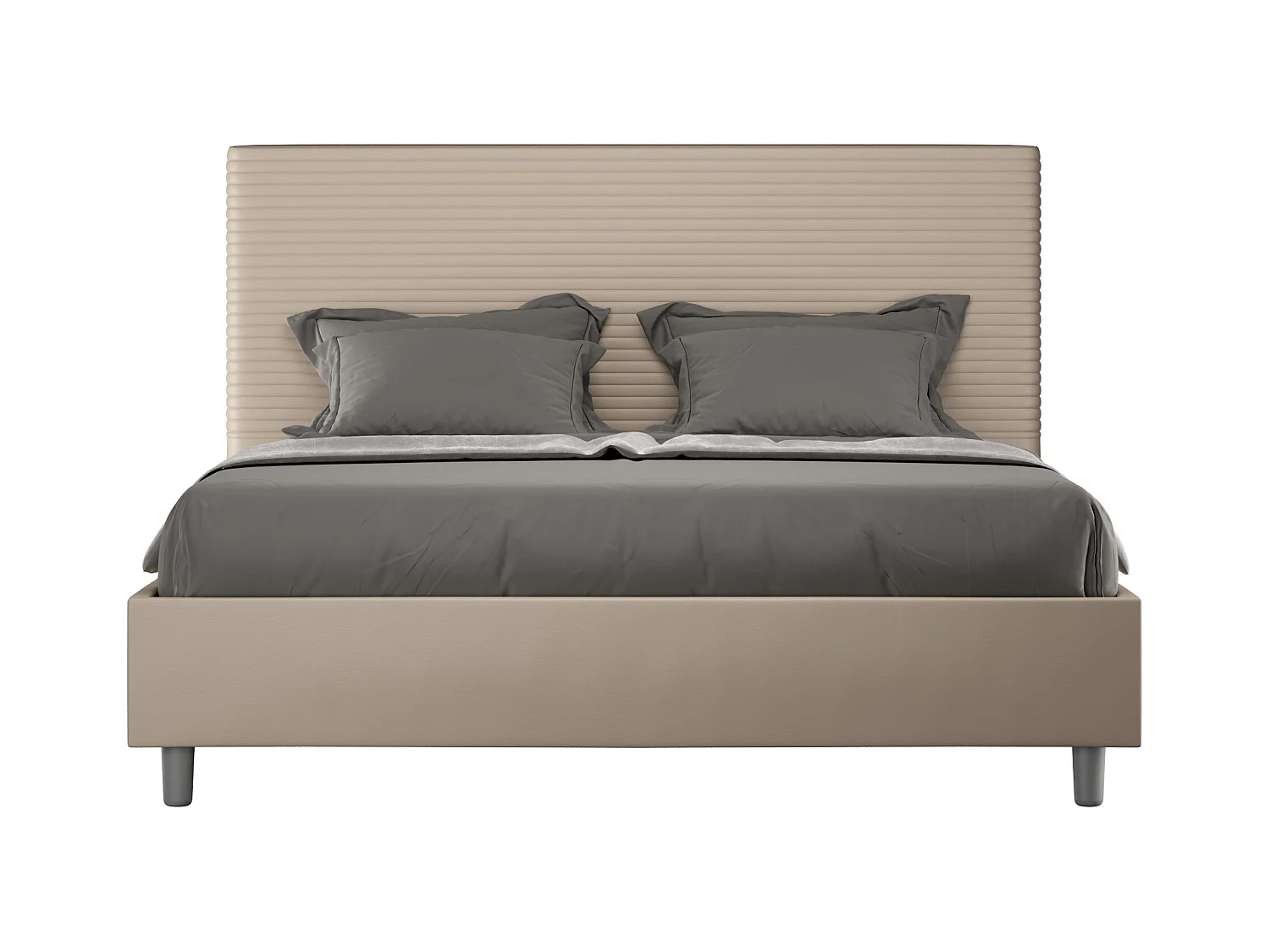 Letto contenitore imbottito 160x200 similpelle tortora Focus
