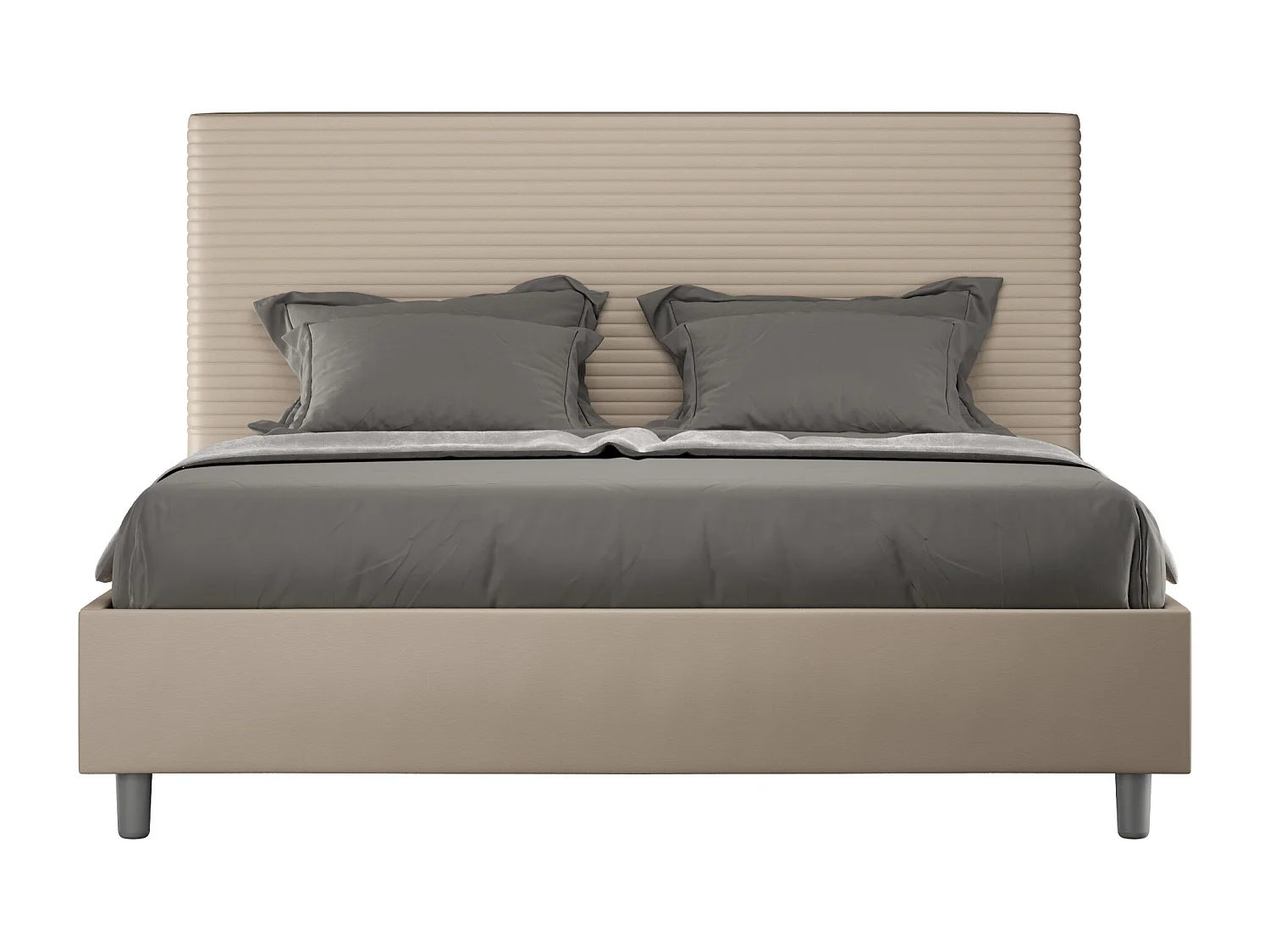 Gestoffeerd bed 160x200 met opbergruimte kunstleer taupe Focus