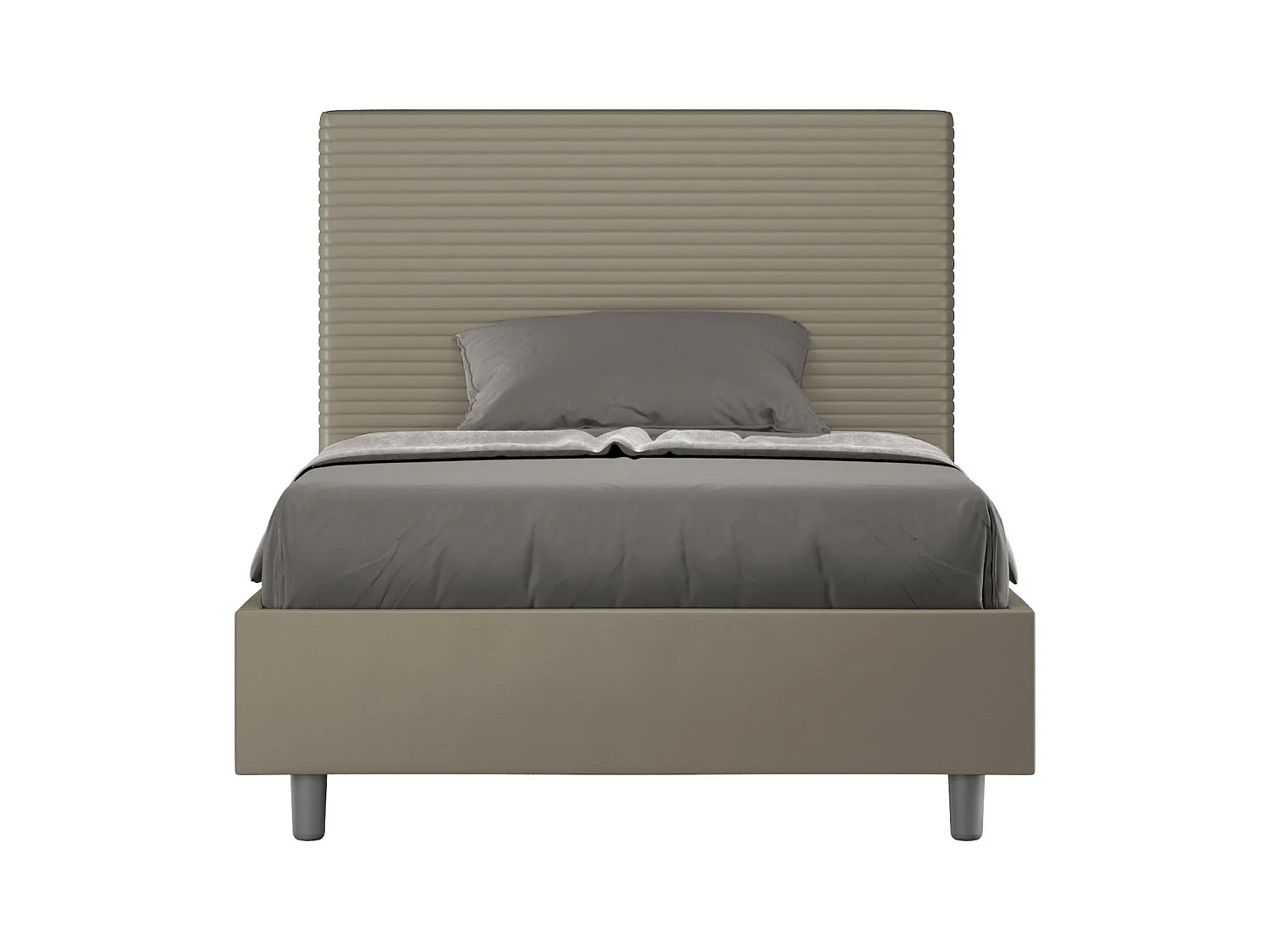 Lit 1 place et demi coffre rembourré 120x210 similicuir cappuccino Focus