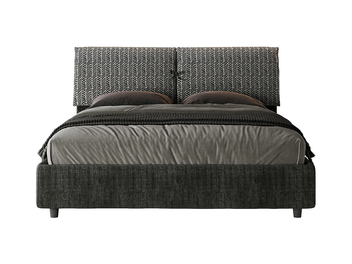 Lit coffre rembourrée 160x200 tissu Aragona 8 bleu Mados