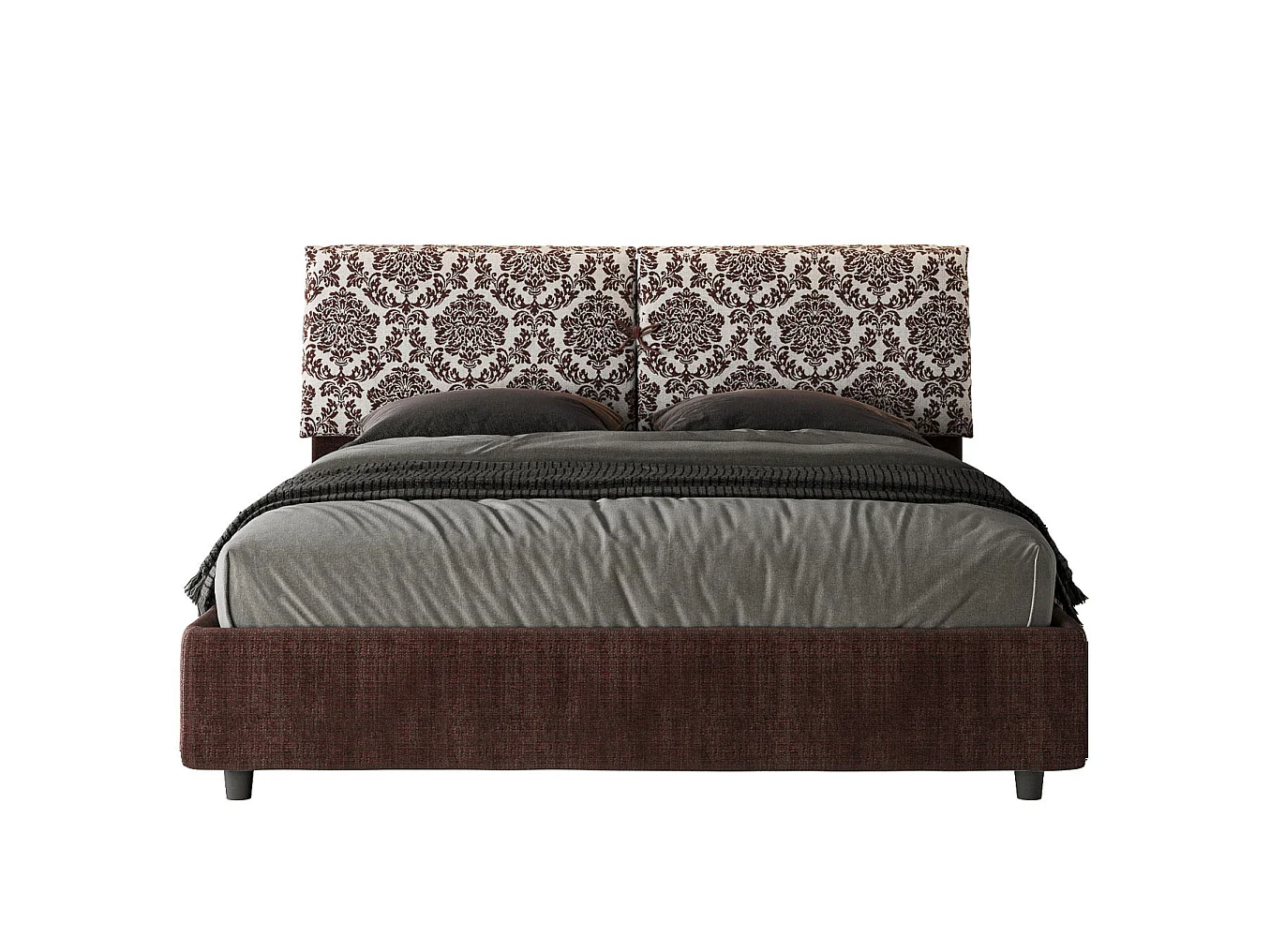 Lit coffre rembourré 160x200 tissu Agata 4 bordeaux Mados