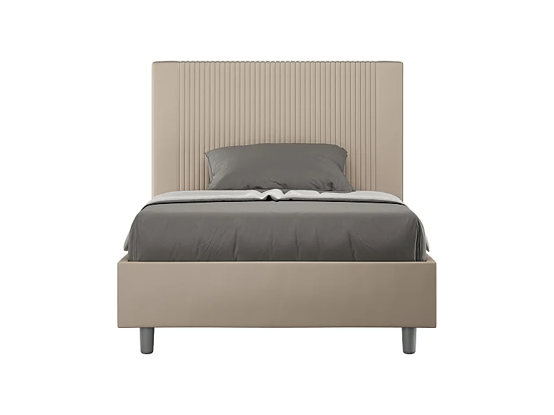 Gepolstertes Stauraumbett 140x190 Goya aus taubengrauem Kunstleder