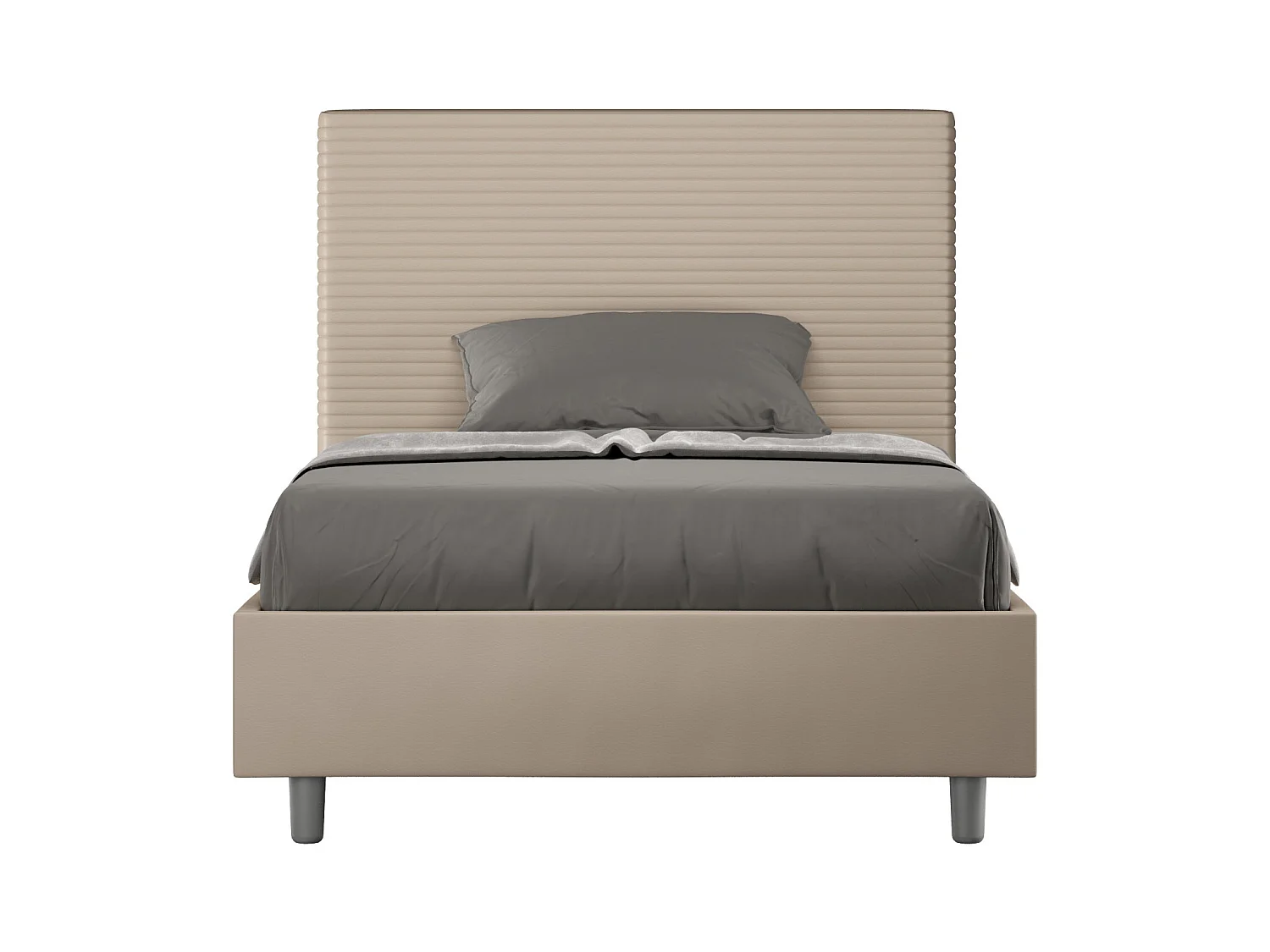 Lit 1 place et demi sans sommier rembourré 120x190 similicuir taupe Focus