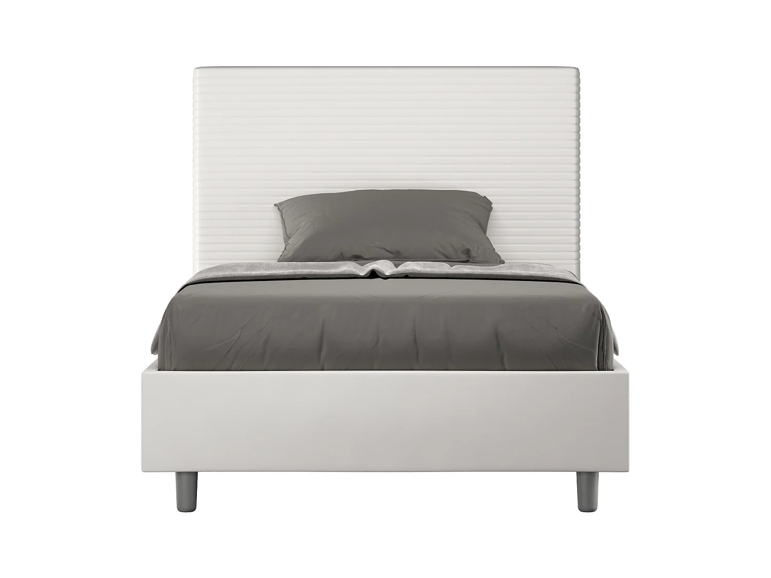 Letto senza rete imbottito 140x190 similpelle bianco Focus