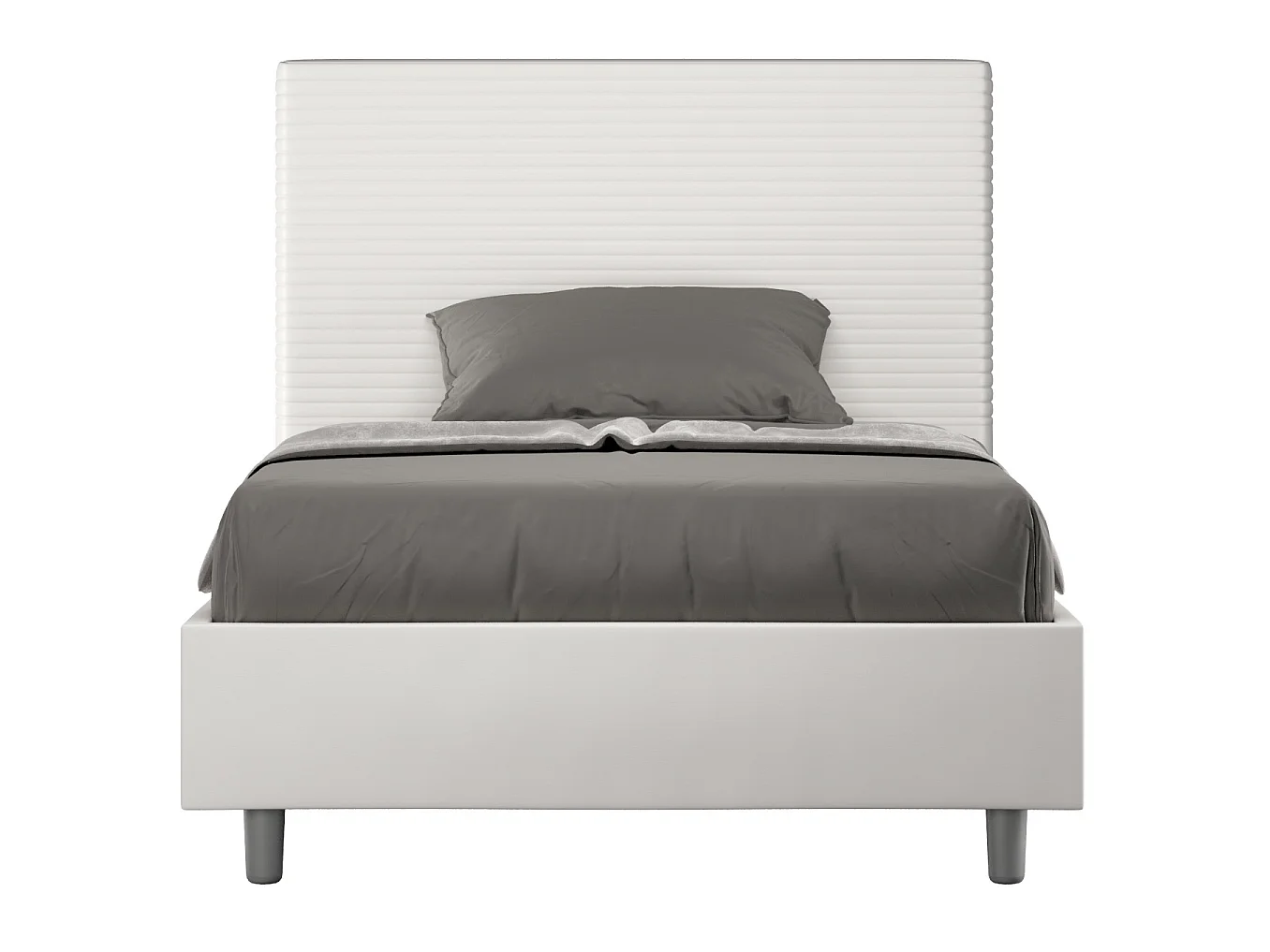 Lit double sans sommier rembourré 140x190 similicuir blanc Focus