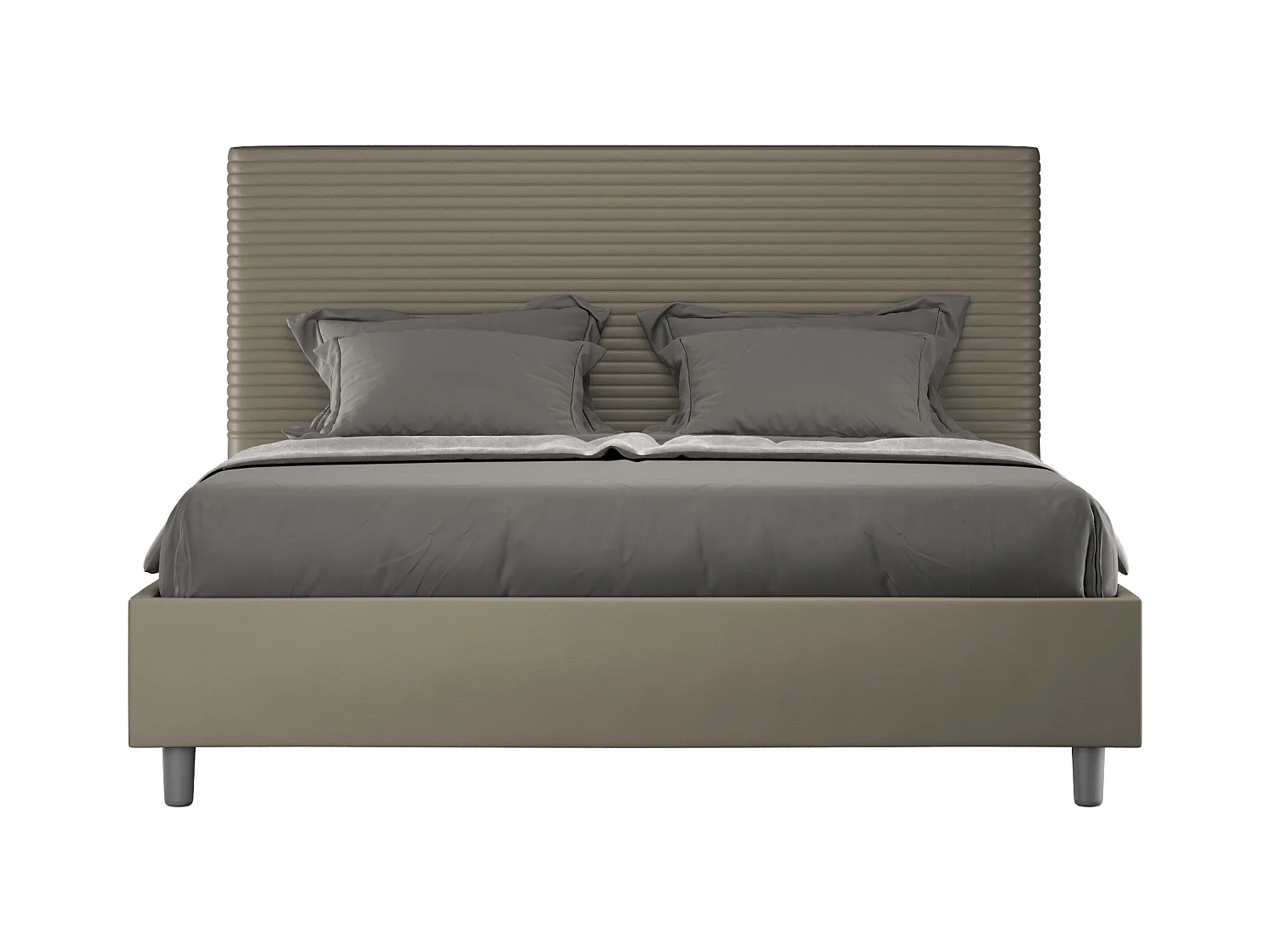 Lit sans sommier rembourré 160x210 similicuir cappuccino Focus