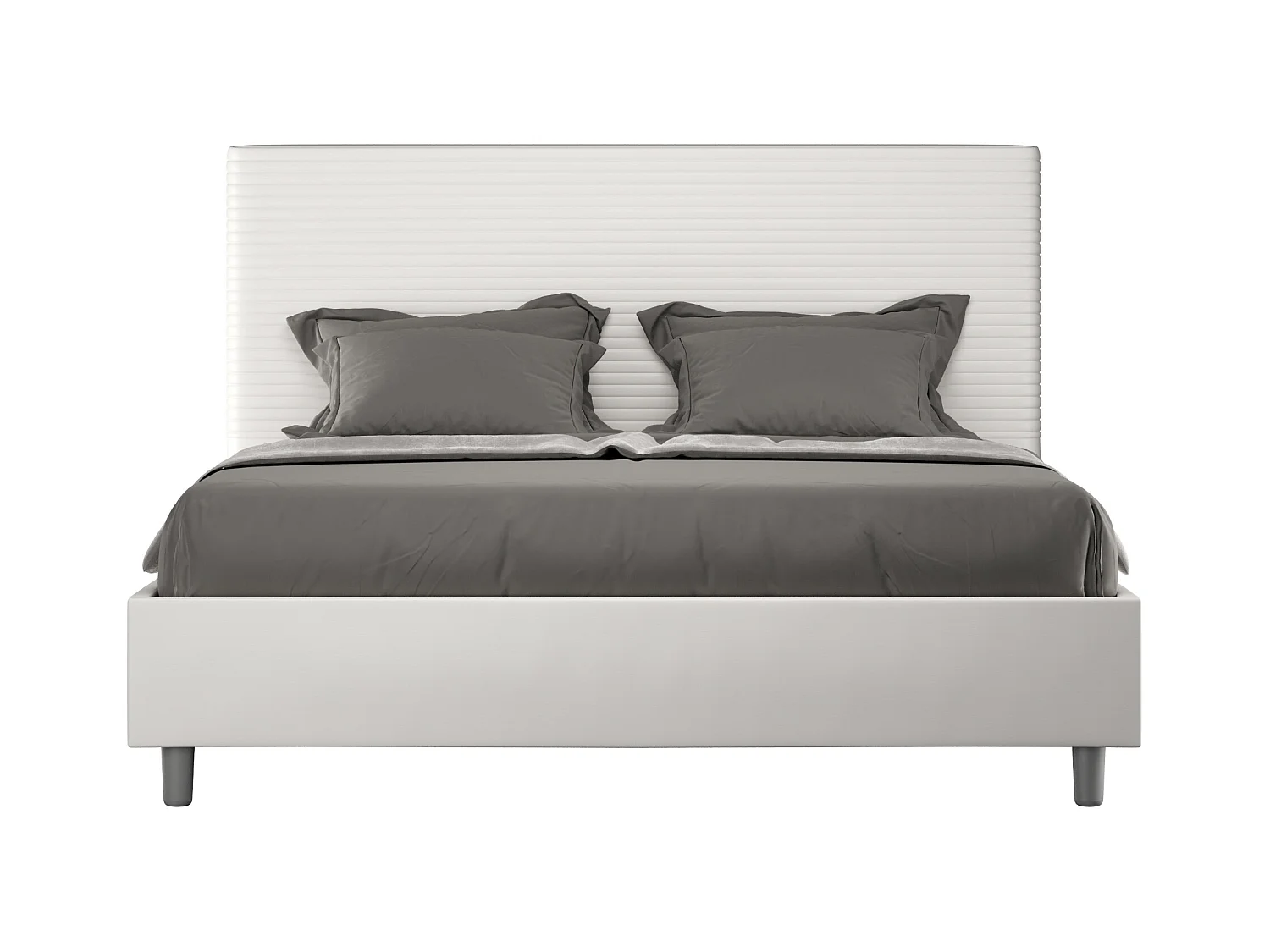 Lit sans sommier rembourré 160x210 similicuir blanc Focus