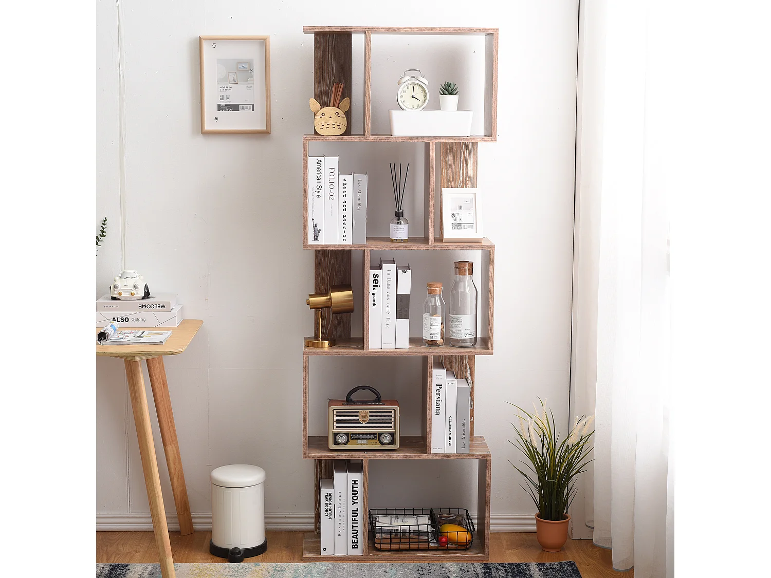 Bibliotheque Etagere 5 Etageres Bois Marron 172,5x60x24,5