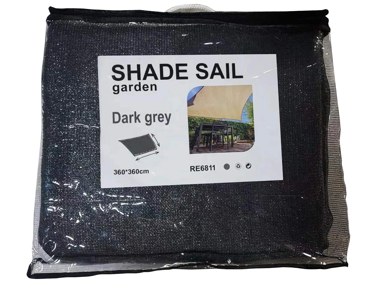 Toile Solaire Voile Gris Foncé Polyéthylène Carré 3.6x3.6