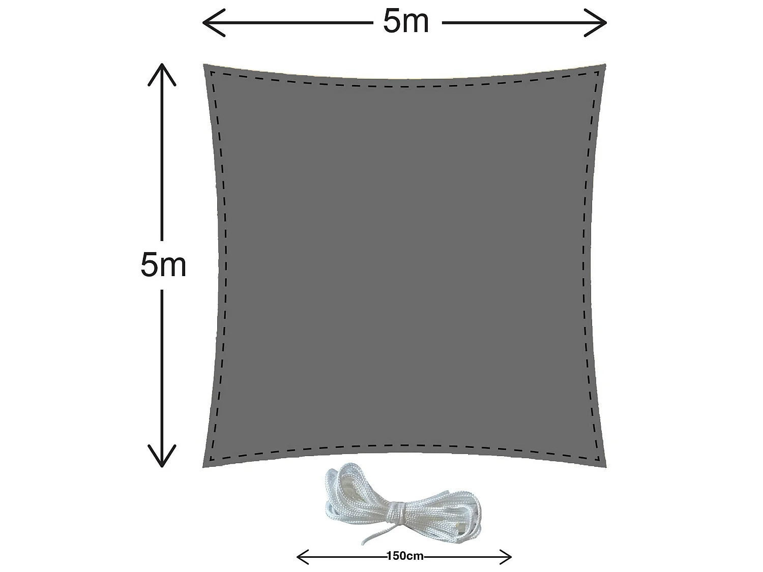 Parasol pour Extérieur Polyéthylène Gris Protection UV 5x5